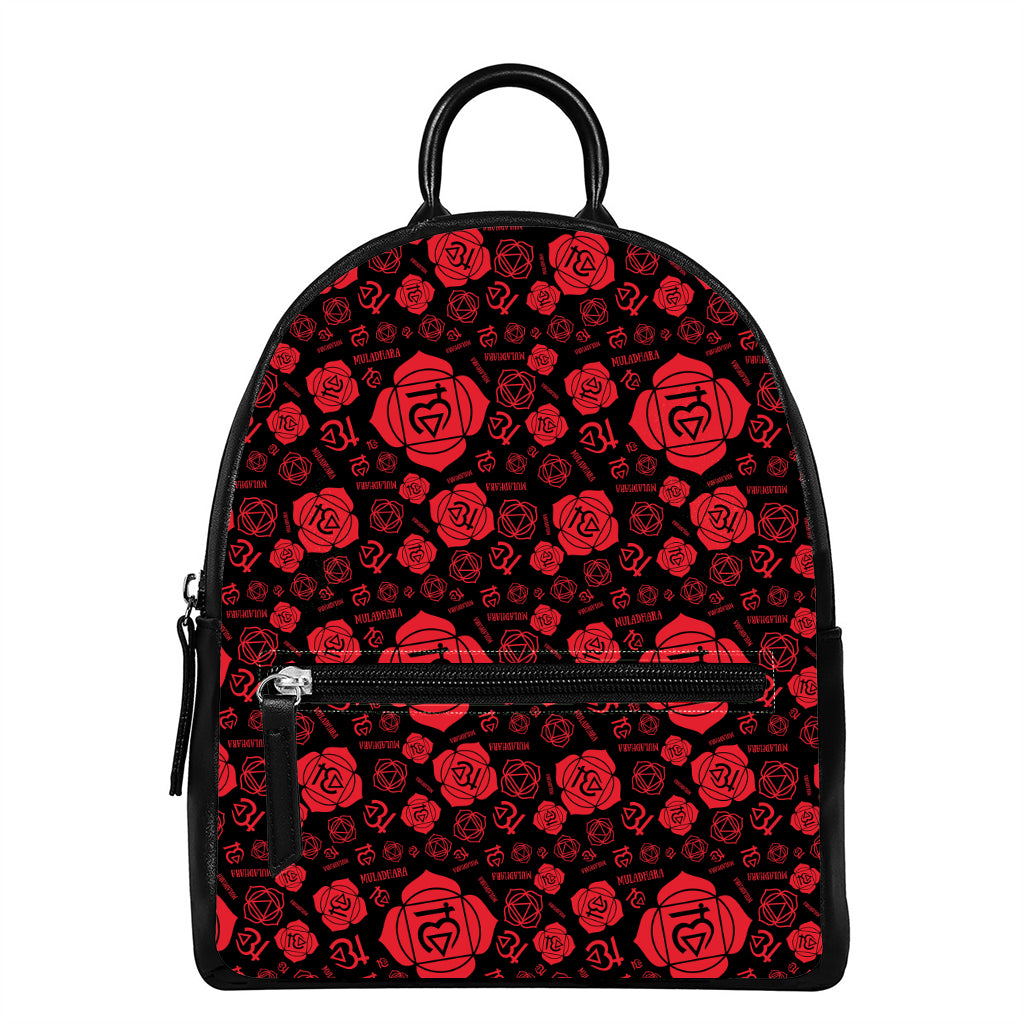 Muladhara Chakra Pattern Print Leather Backpack