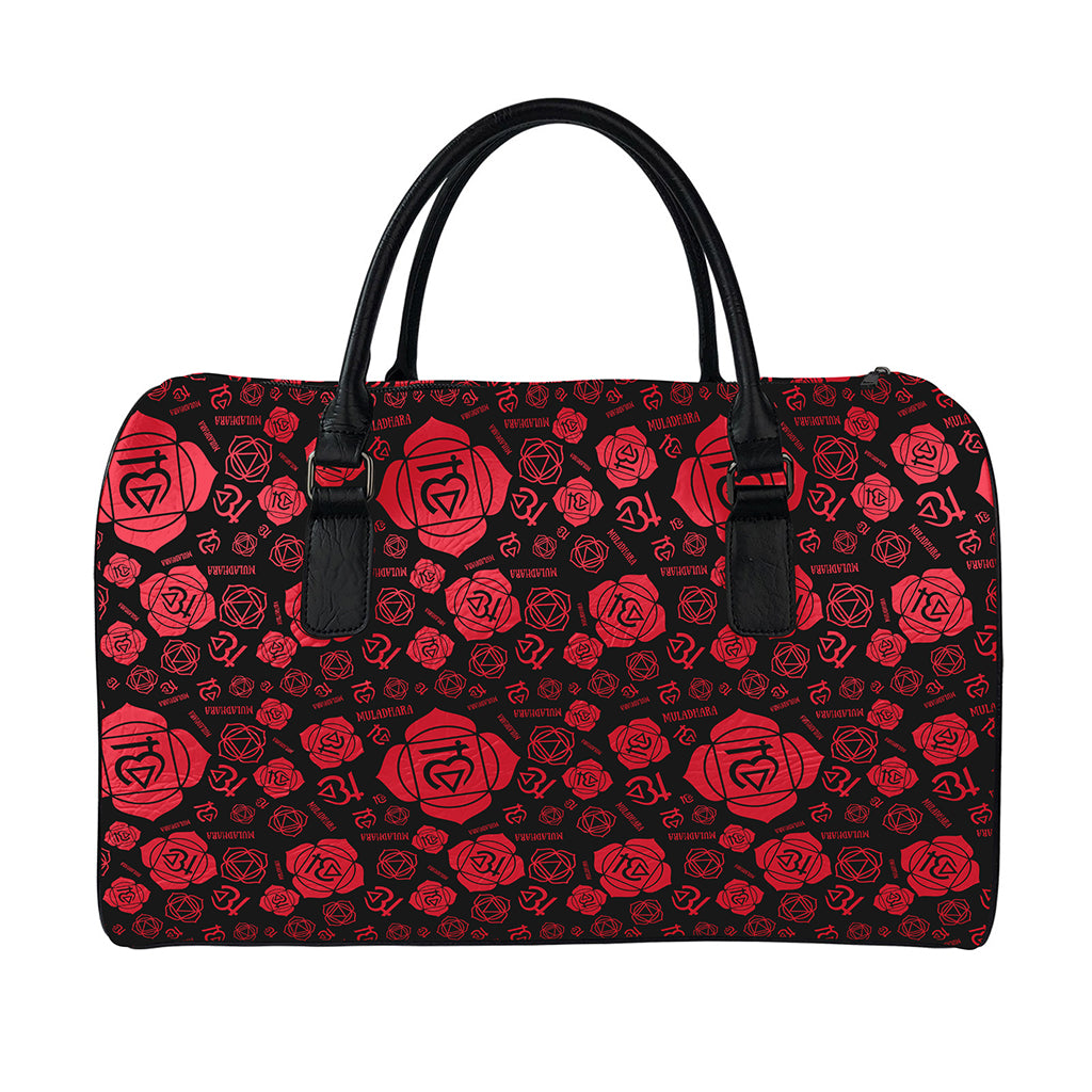 Muladhara Chakra Pattern Print Leather Duffle Bag