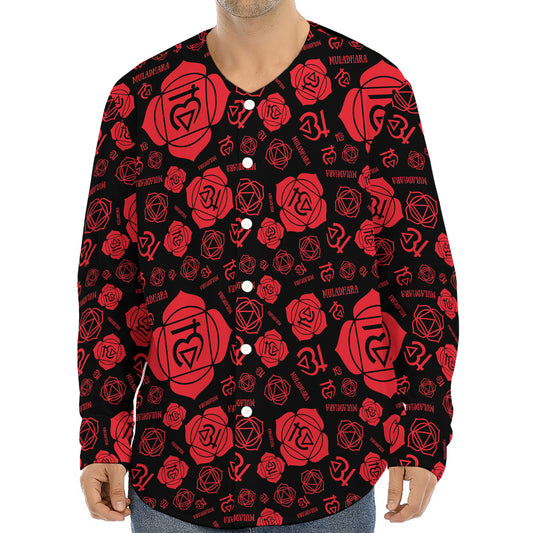 Muladhara Chakra Pattern Print Long Sleeve Baseball Jersey