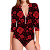 Muladhara Chakra Pattern Print Long Sleeve Swimsuit