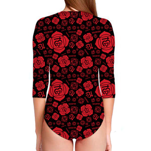 Muladhara Chakra Pattern Print Long Sleeve Swimsuit