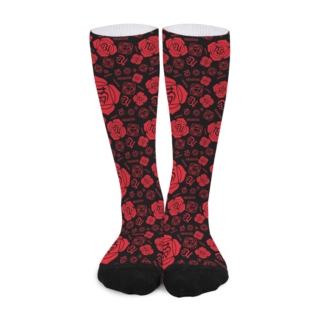 Muladhara Chakra Pattern Print Long Socks