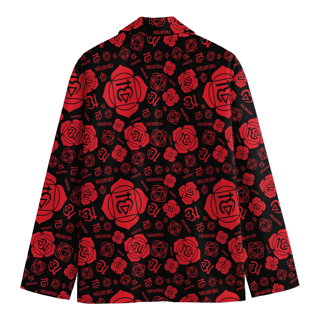 Muladhara Chakra Pattern Print Men's Cotton Blazer
