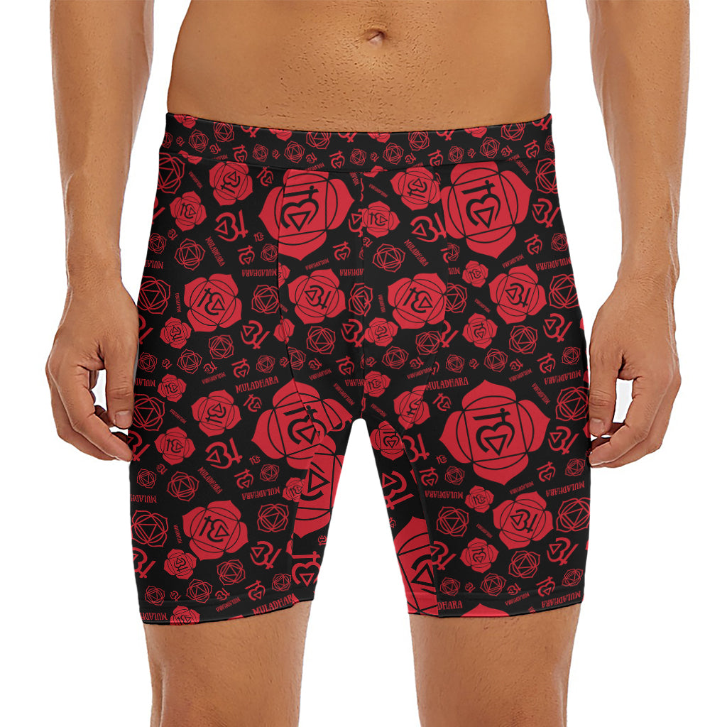 Muladhara Chakra Pattern Print Men's Long Boxer Briefs