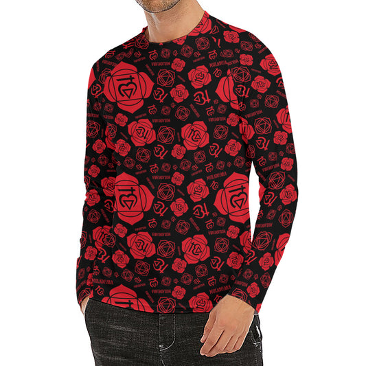 Muladhara Chakra Pattern Print Men's Long Sleeve Rash Guard