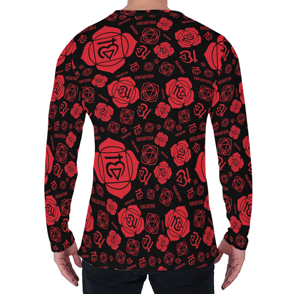 Muladhara Chakra Pattern Print Men's Long Sleeve T-Shirt