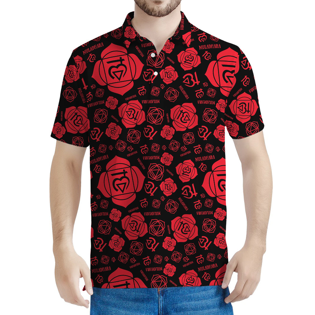 Muladhara Chakra Pattern Print Men's Polo Shirt