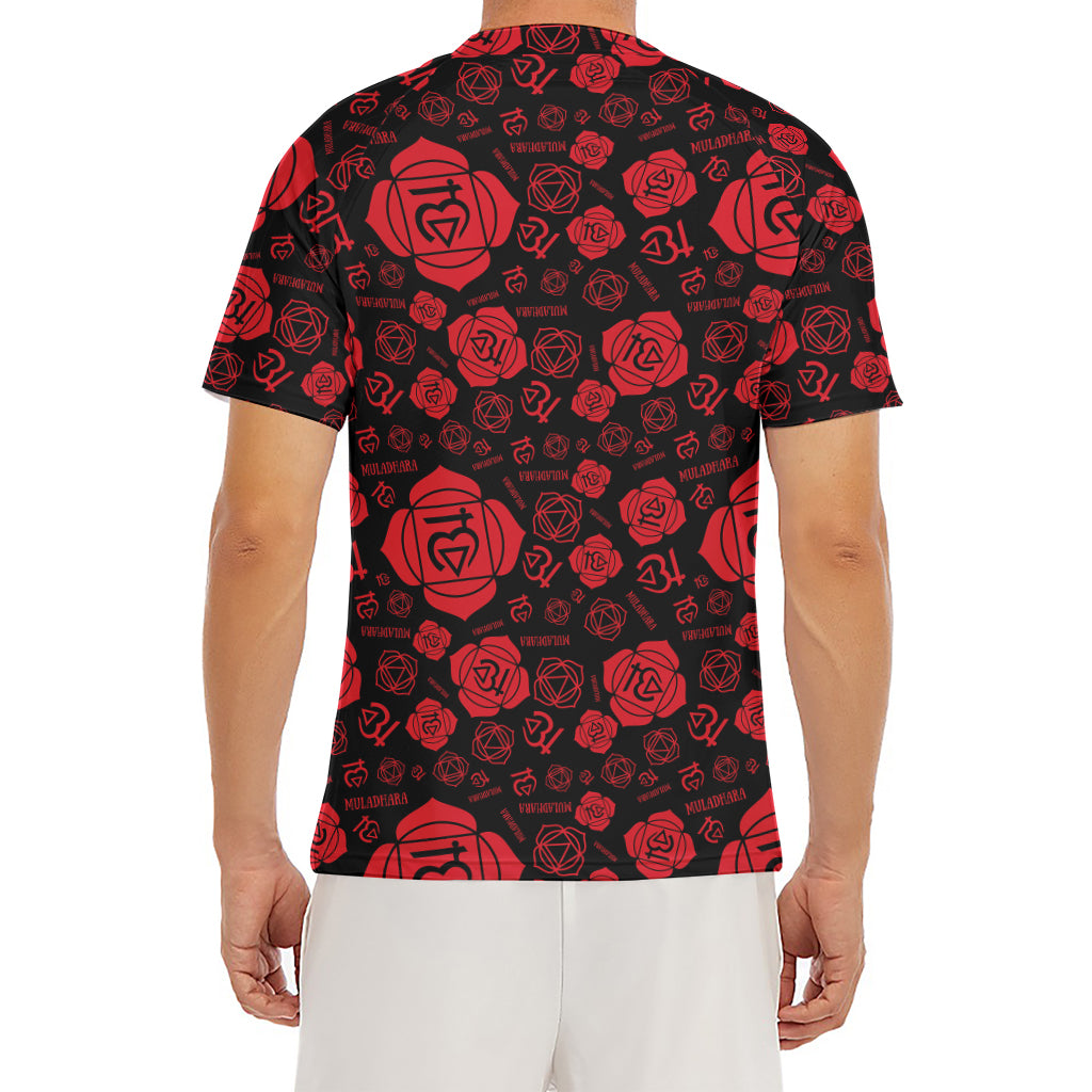 Muladhara Chakra Pattern Print Men's Short Sleeve Rash Guard