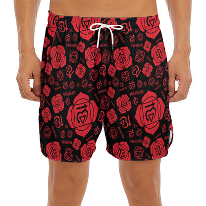 Muladhara Chakra Pattern Print Men's Split Running Shorts