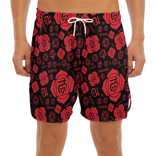 Muladhara Chakra Pattern Print Men's Split Running Shorts