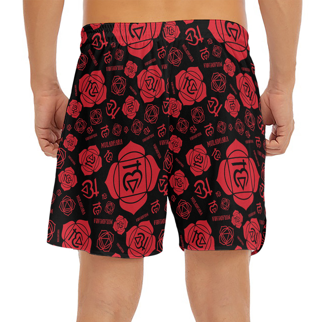 Muladhara Chakra Pattern Print Men's Split Running Shorts
