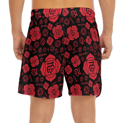 Muladhara Chakra Pattern Print Men's Split Running Shorts