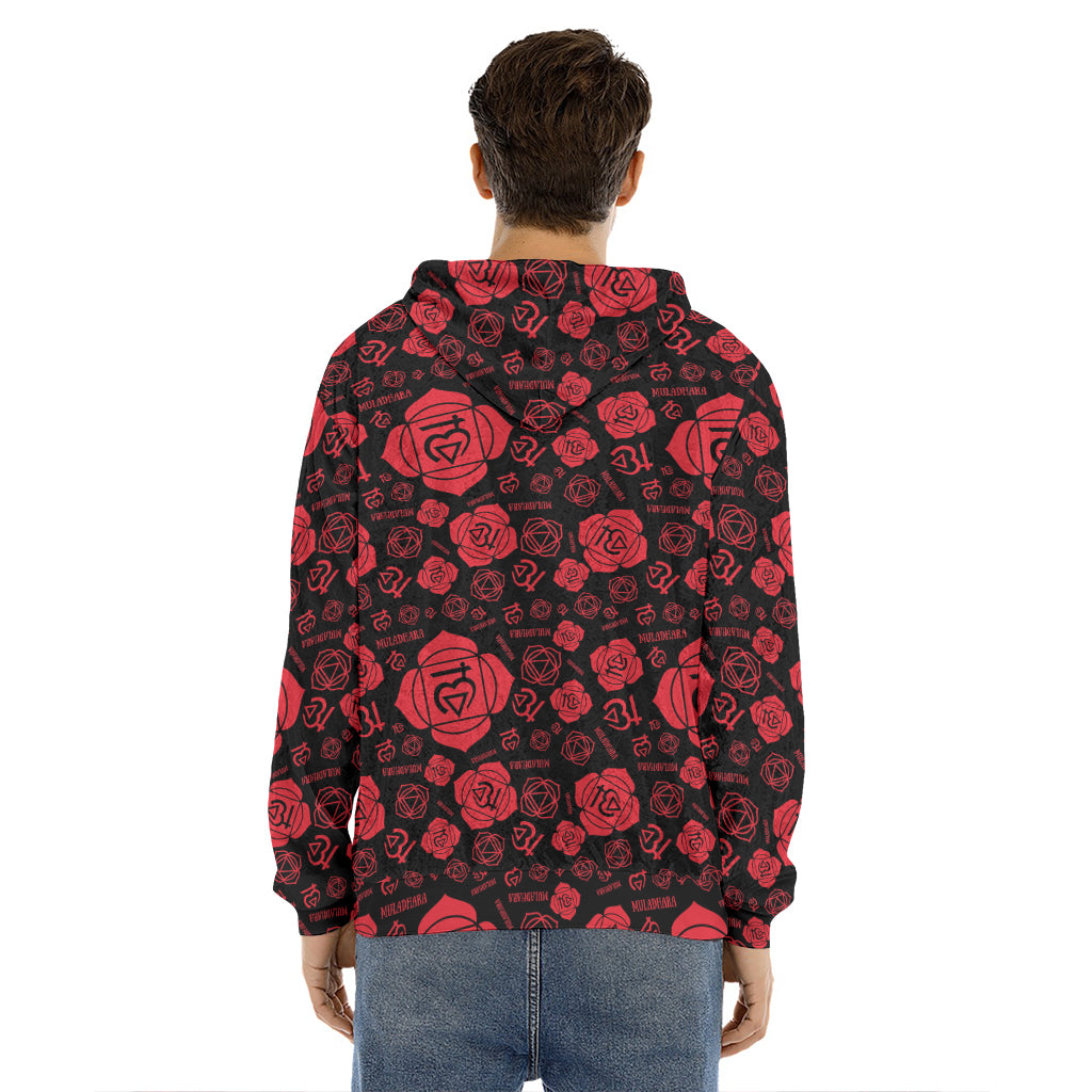 Muladhara Chakra Pattern Print Men's Velvet Pullover Hoodie