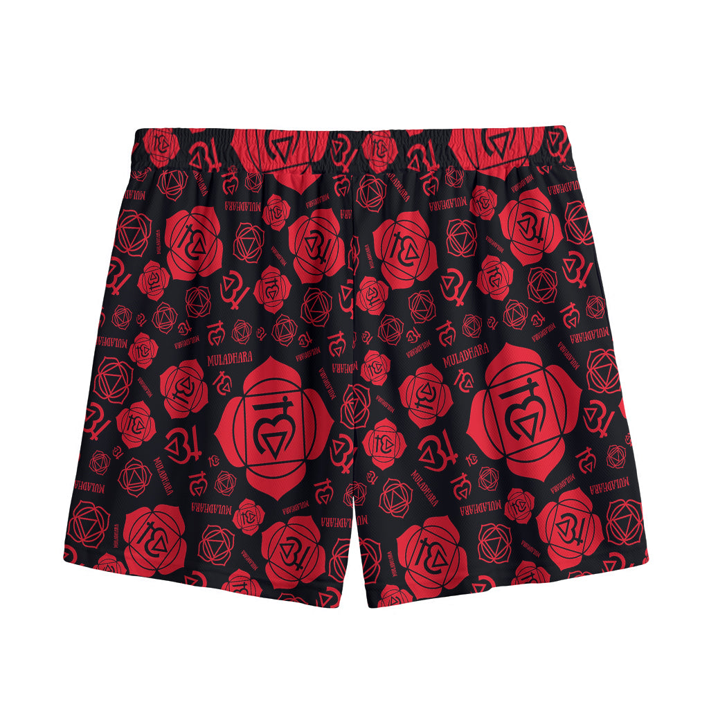 Muladhara Chakra Pattern Print Mesh Shorts