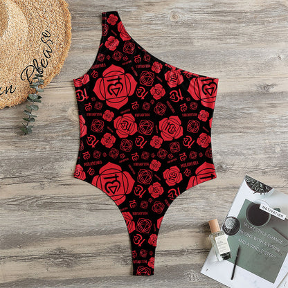 Muladhara Chakra Pattern Print One Shoulder Bodysuit