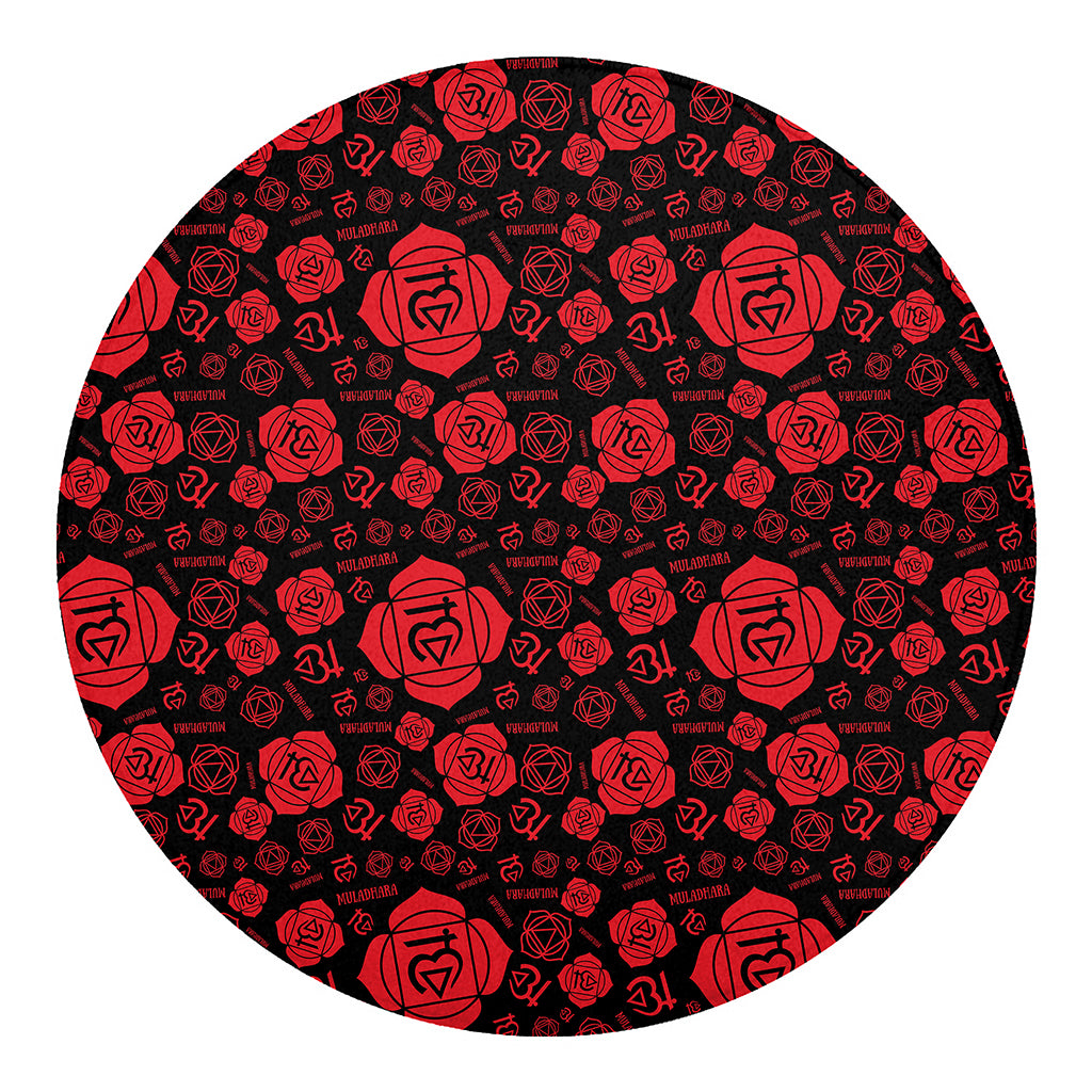 Muladhara Chakra Pattern Print Round Blanket