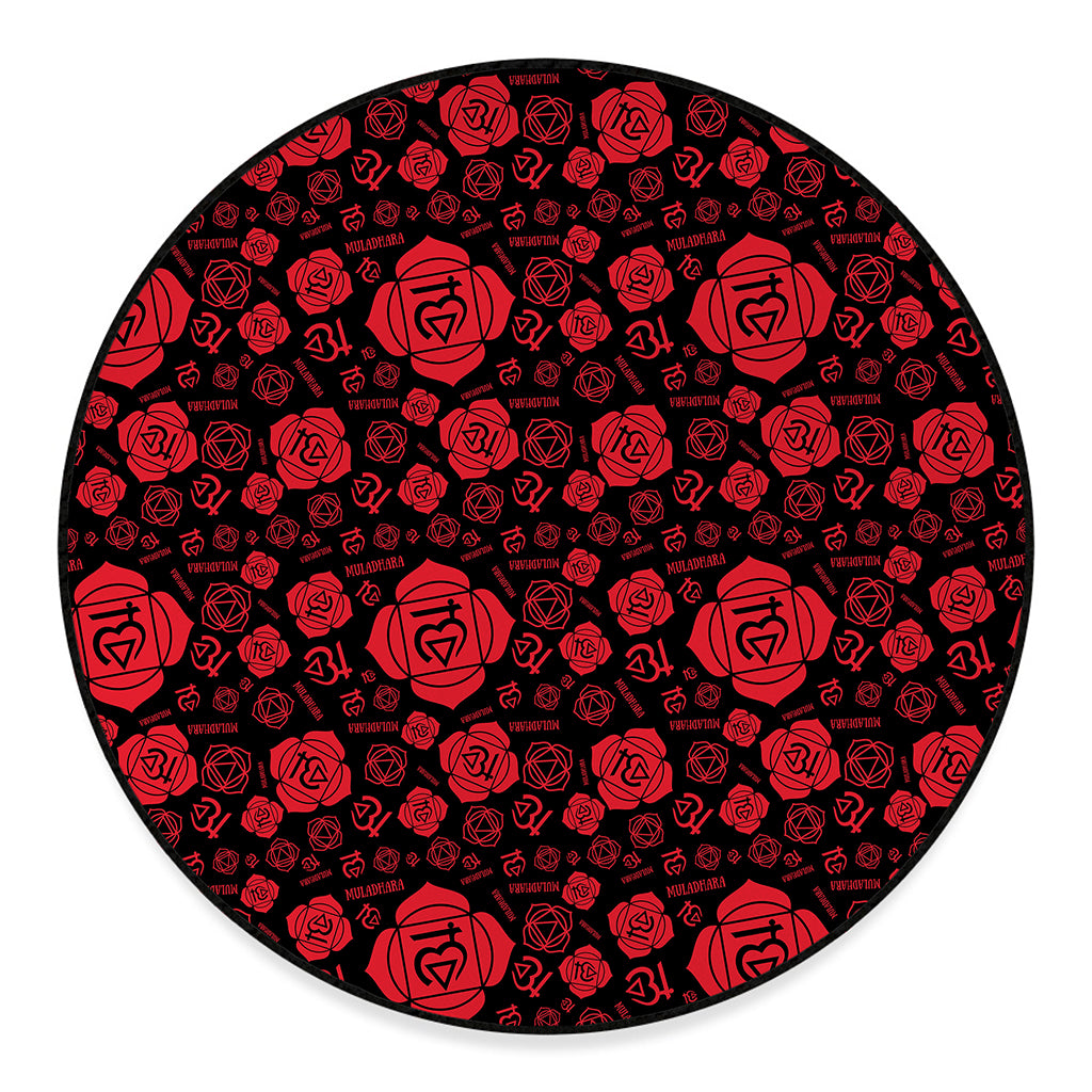 Muladhara Chakra Pattern Print Round Floor Mat