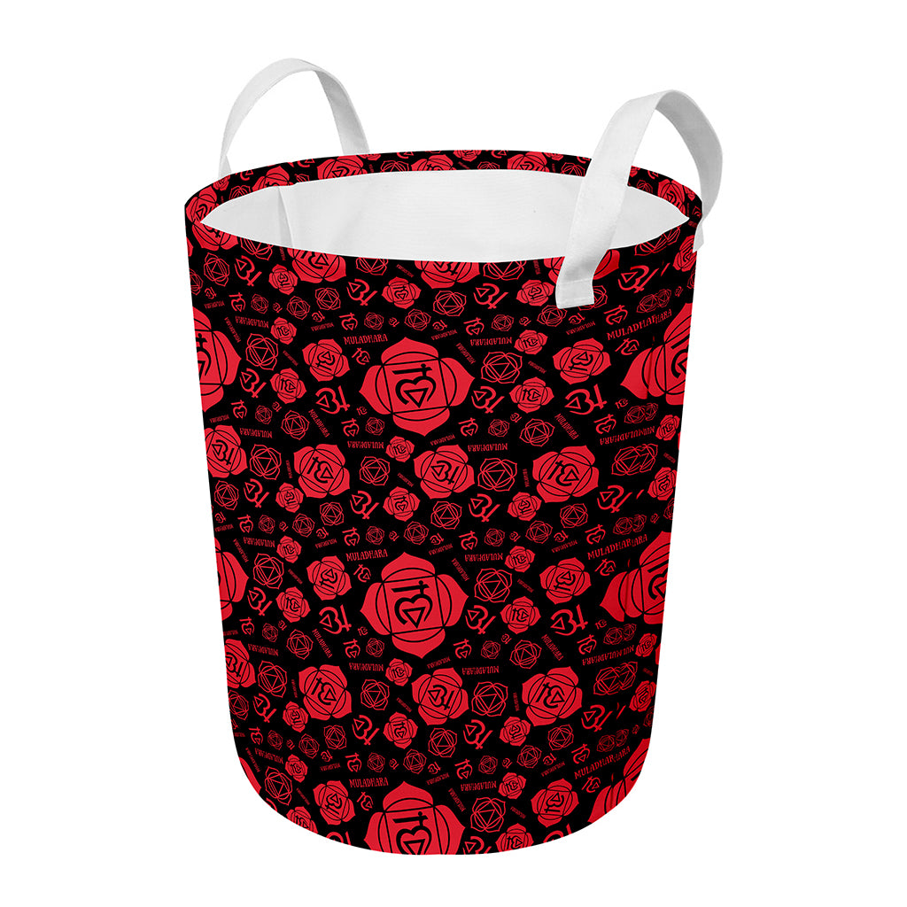 Muladhara Chakra Pattern Print Round Laundry Basket
