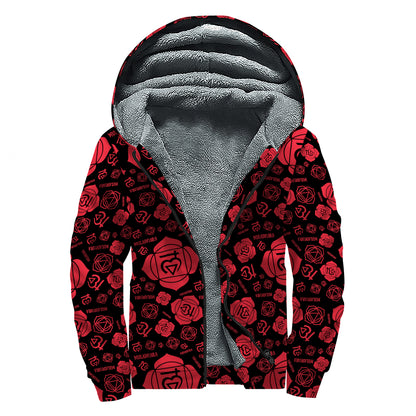 Muladhara Chakra Pattern Print Sherpa Lined Zip Up Hoodie