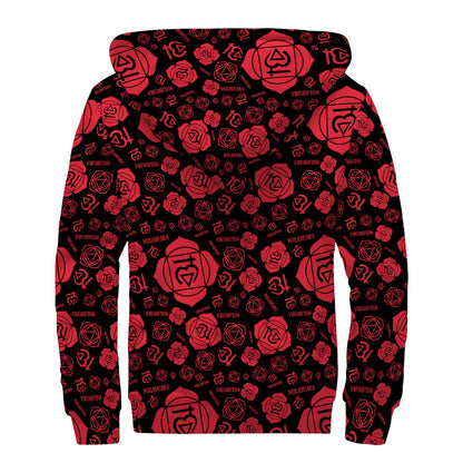 Muladhara Chakra Pattern Print Sherpa Lined Zip Up Hoodie