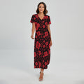 Muladhara Chakra Pattern Print Short Sleeve Maxi Dress