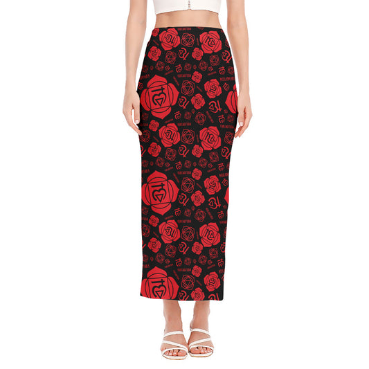 Muladhara Chakra Pattern Print Side Slit Maxi Skirt