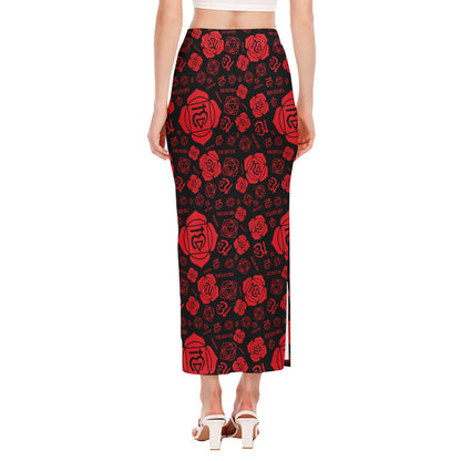 Muladhara Chakra Pattern Print Side Slit Maxi Skirt
