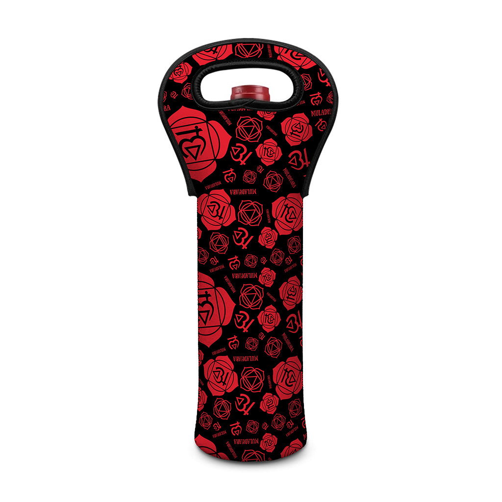 Muladhara Chakra Pattern Print Single Neoprene Wine Tote
