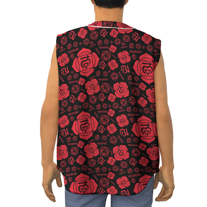 Muladhara Chakra Pattern Print Sleeveless Baseball Jersey