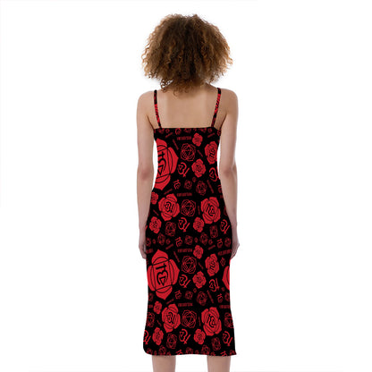 Muladhara Chakra Pattern Print Slim Fit Midi Cami Dress