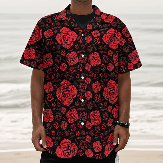 Muladhara Chakra Pattern Print Textured Short Sleeve Shirt