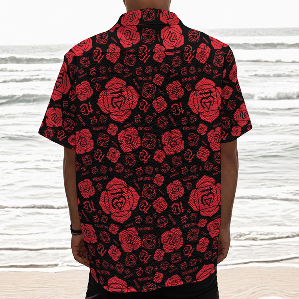 Muladhara Chakra Pattern Print Textured Short Sleeve Shirt