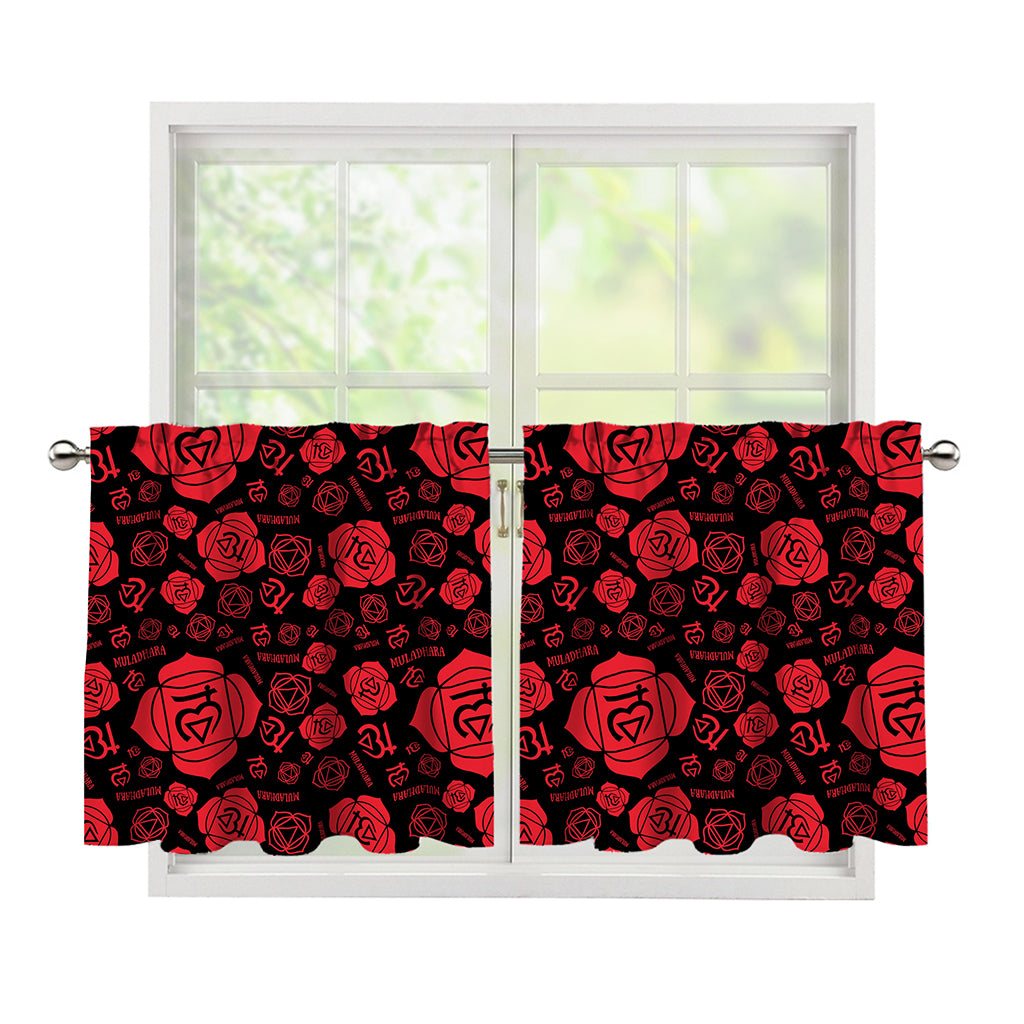 Muladhara Chakra Pattern Print Tier Curtains