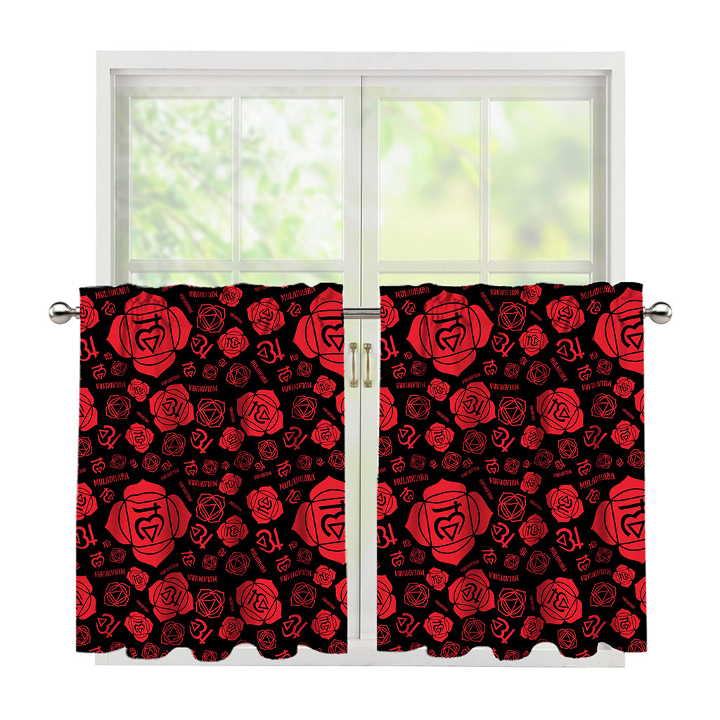 Muladhara Chakra Pattern Print Tier Curtains