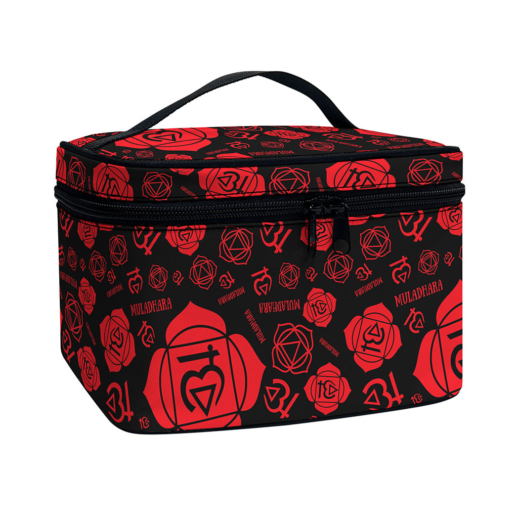 Muladhara Chakra Pattern Print Travel Makeup Bag