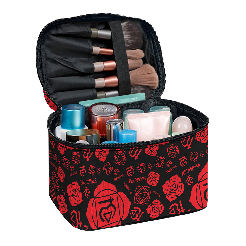 Muladhara Chakra Pattern Print Travel Makeup Bag