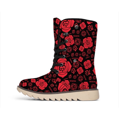 Muladhara Chakra Pattern Print Winter Boots