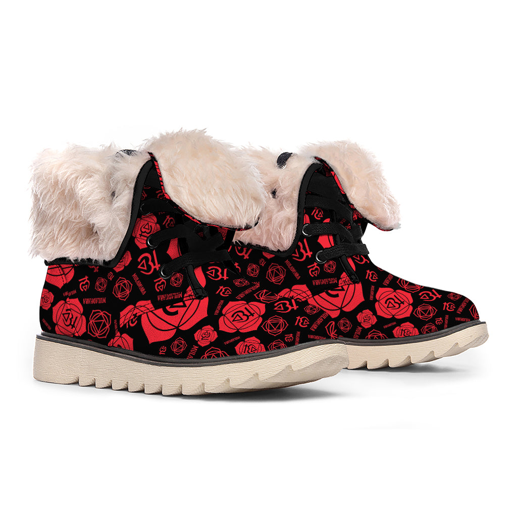 Muladhara Chakra Pattern Print Winter Boots