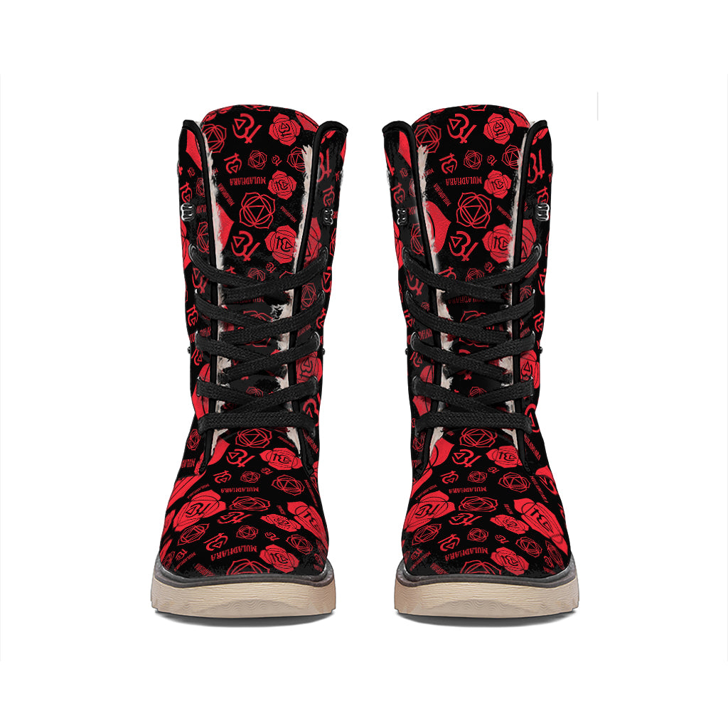Muladhara Chakra Pattern Print Winter Boots