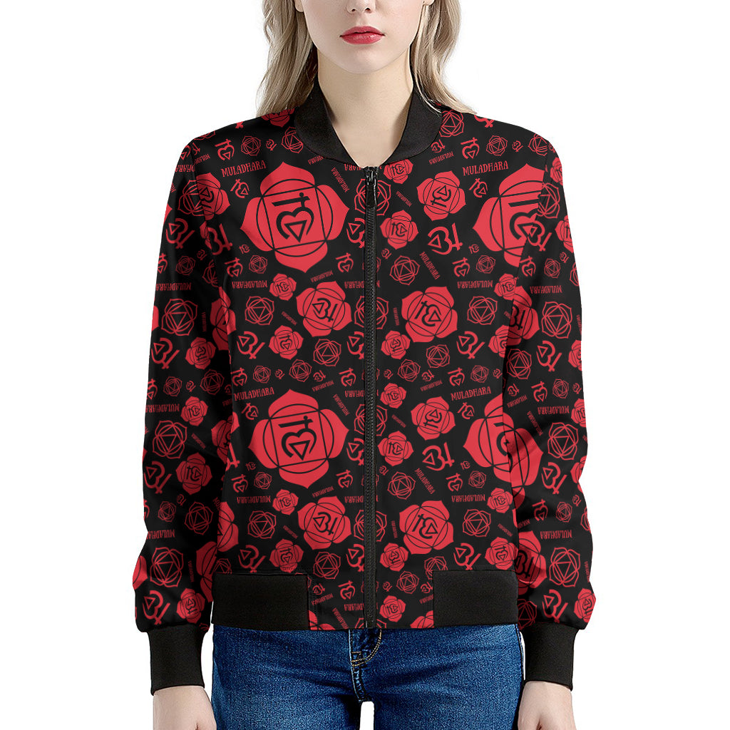 Muladhara Chakra Pattern Print Women's Bomber Jacket