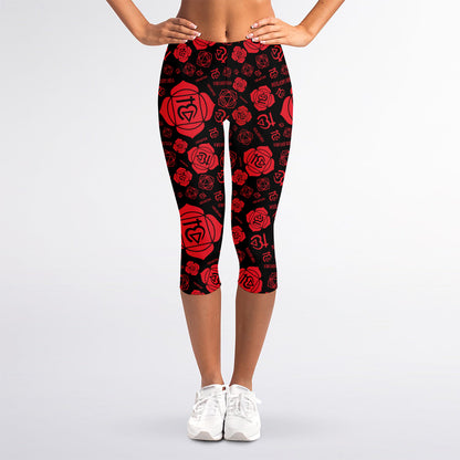 Muladhara Chakra Pattern Print Women's Capri Leggings
