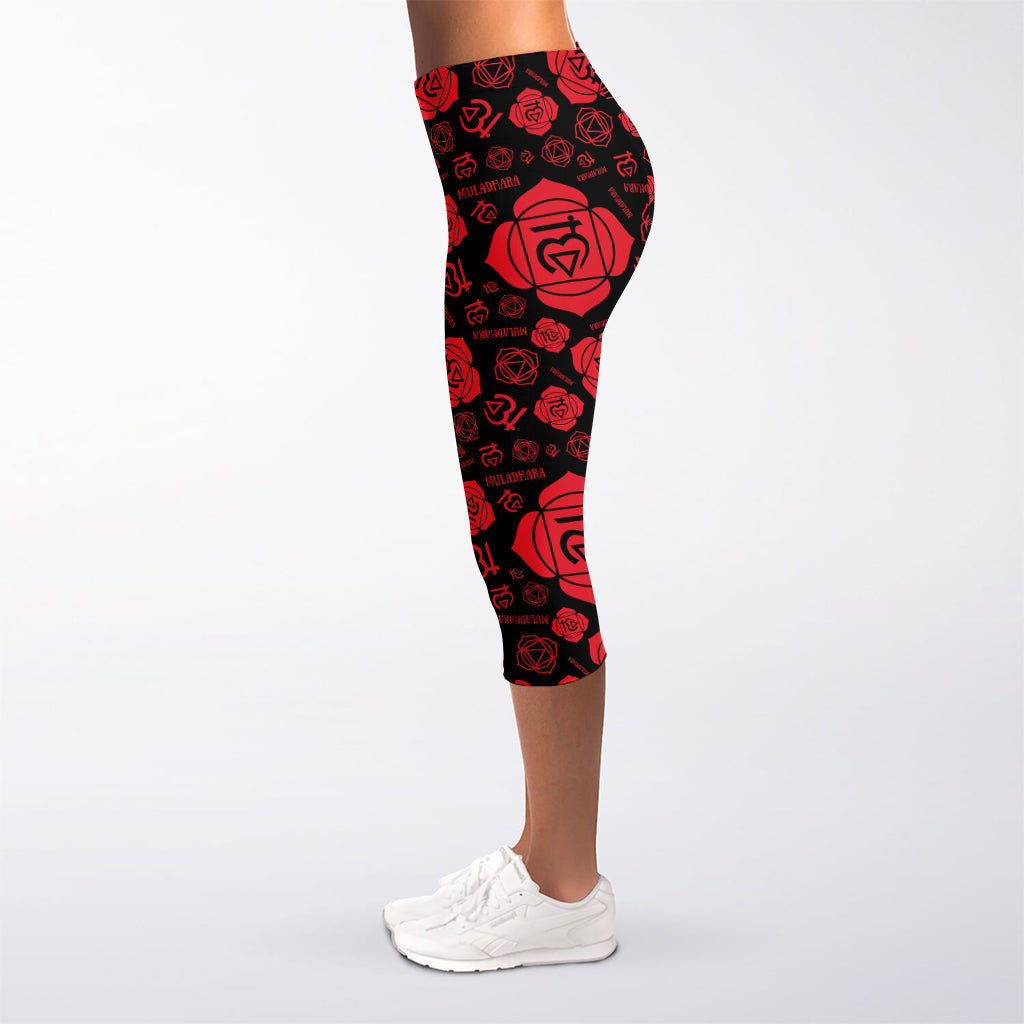 Muladhara Chakra Pattern Print Women's Capri Leggings