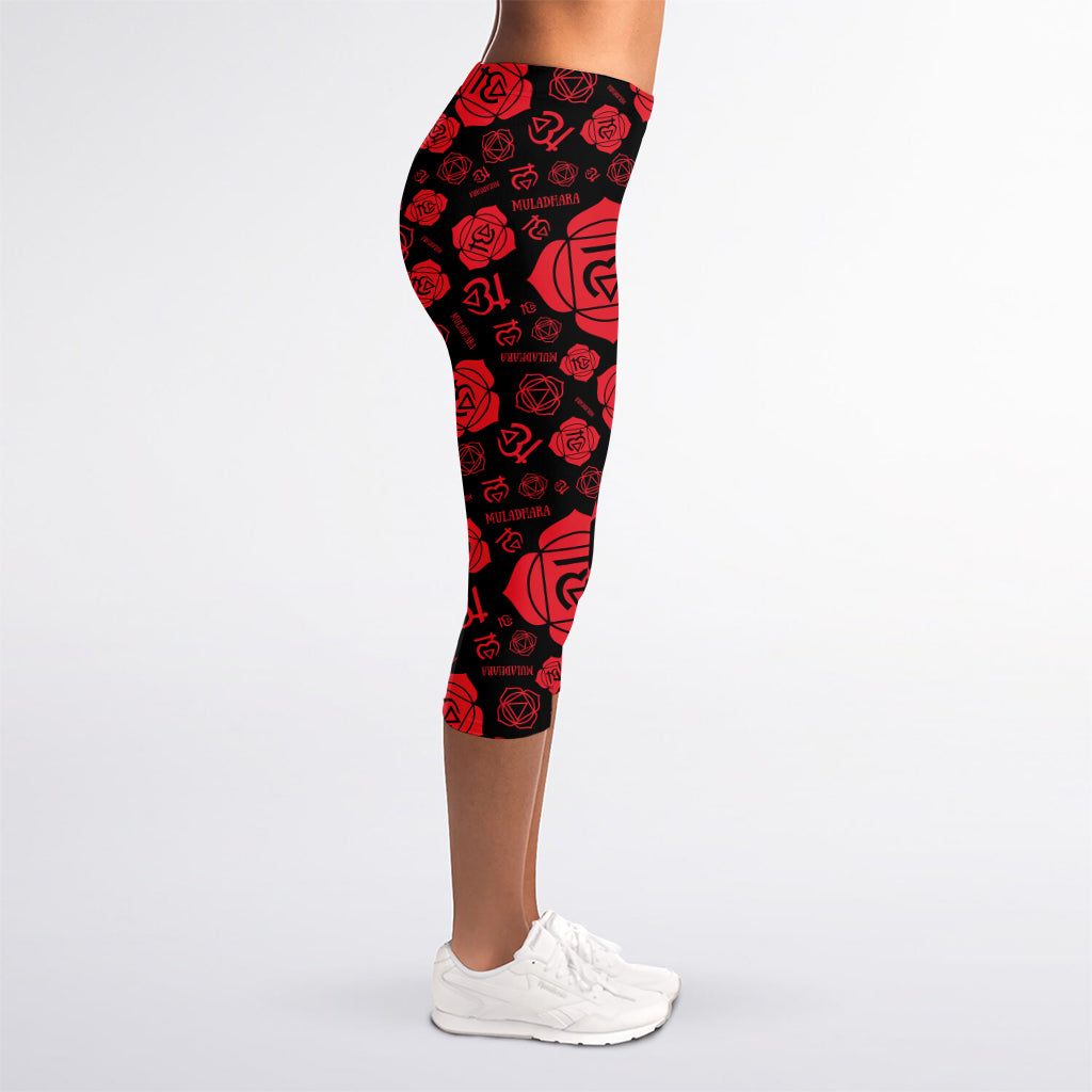 Muladhara Chakra Pattern Print Women's Capri Leggings