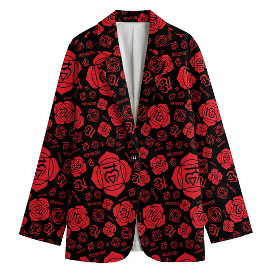 Muladhara Chakra Pattern Print Women's Cotton Blazer