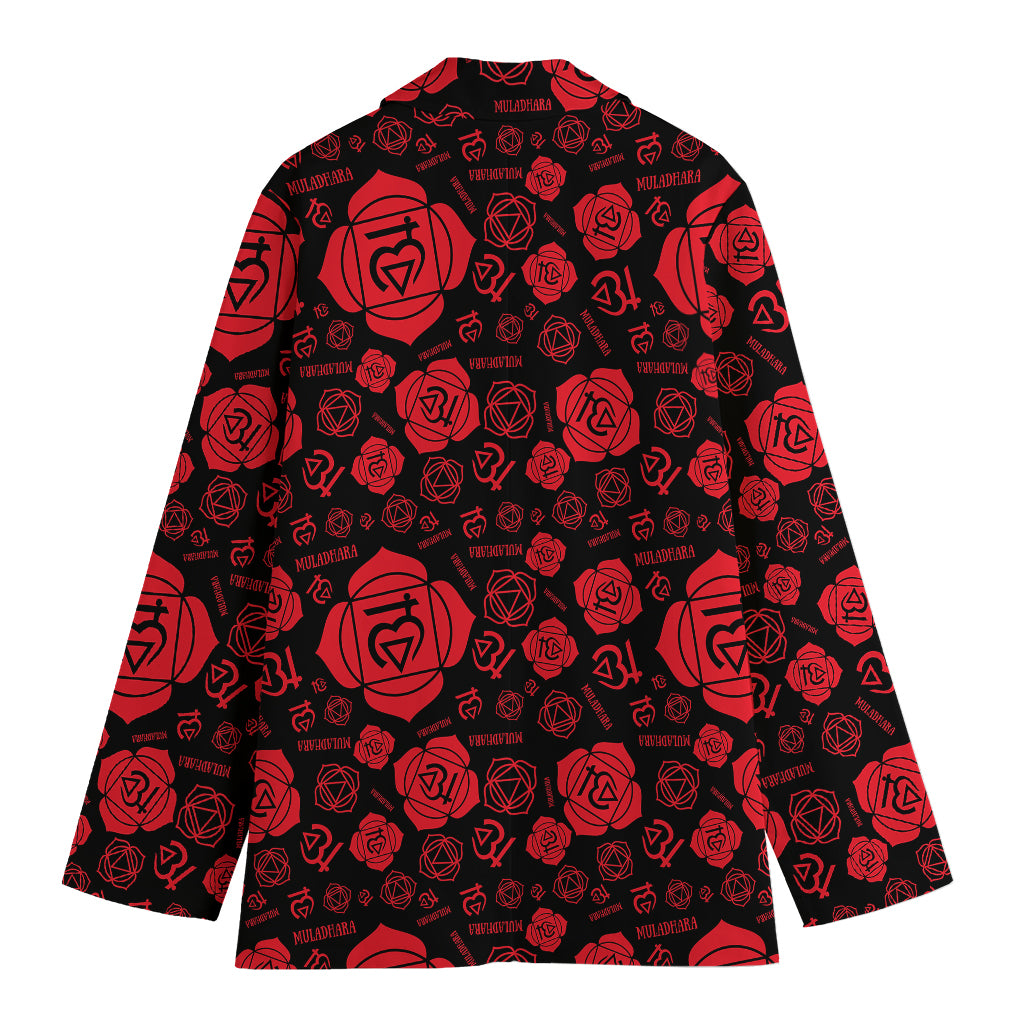 Muladhara Chakra Pattern Print Women's Cotton Blazer