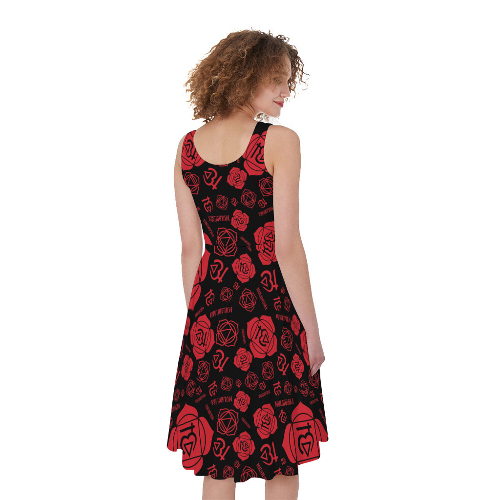 Muladhara Chakra Pattern Print Women's Sleeveless Dress