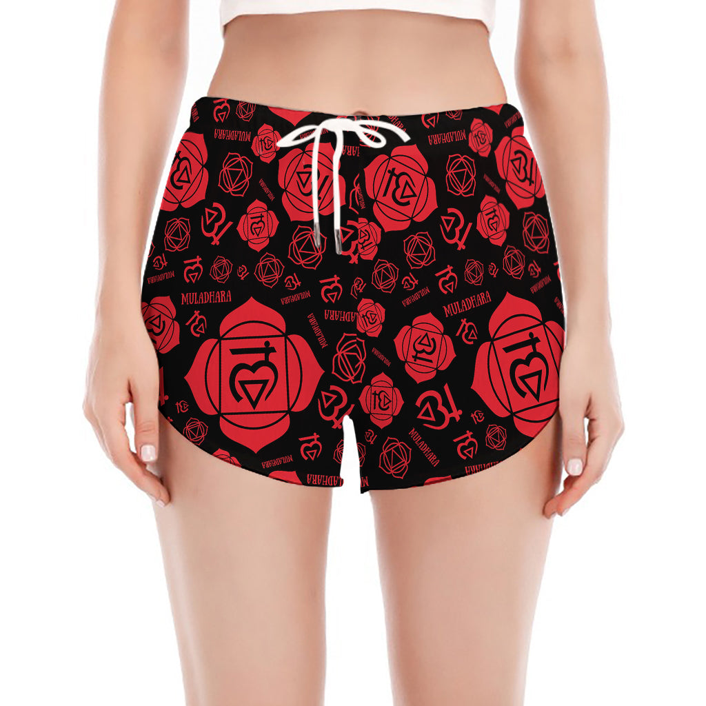 Muladhara Chakra Pattern Print Women's Split Running Shorts