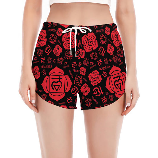 Muladhara Chakra Pattern Print Women's Split Running Shorts
