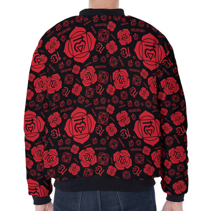 Muladhara Chakra Pattern Print Zip Sleeve Bomber Jacket