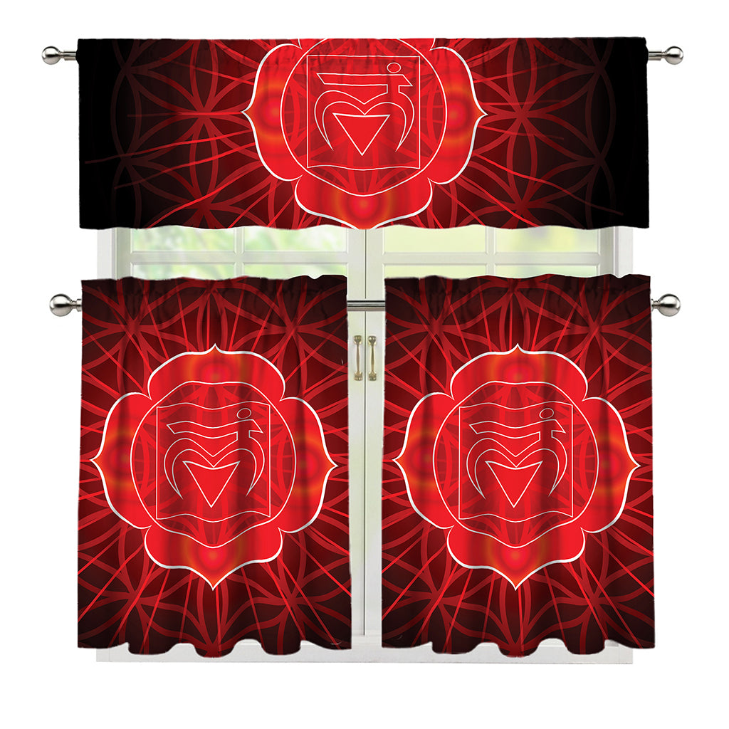 Muladhara Chakra Spiritual Print 3 Piece Kitchen Curtains